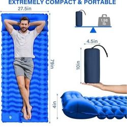 Fun pac Camping Sleeping Pad, Ultralight Camping Pad with Pillow Built-in Foot Pump Inflatable Sleeping Mat Compact for Camping Backpacking 