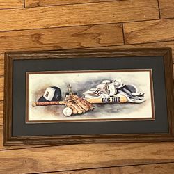 Wooden Frame Baseball Print