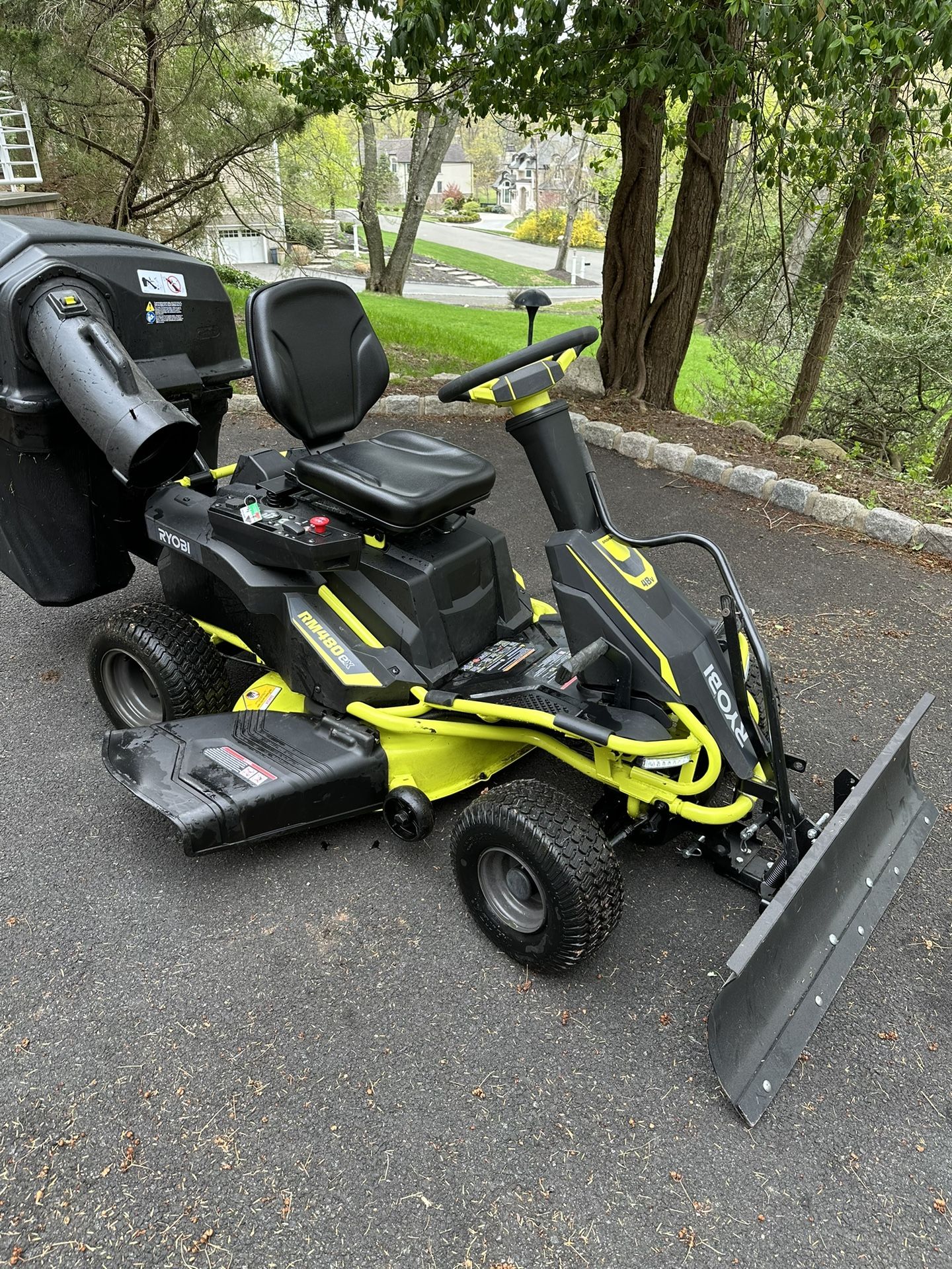 Ryobi riding lawn online mower snow plow