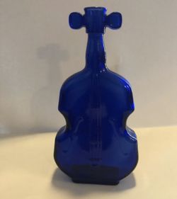 Vintage Cobalt Blue violin fiddle shaped Potion Bottle Apothecary Collectable