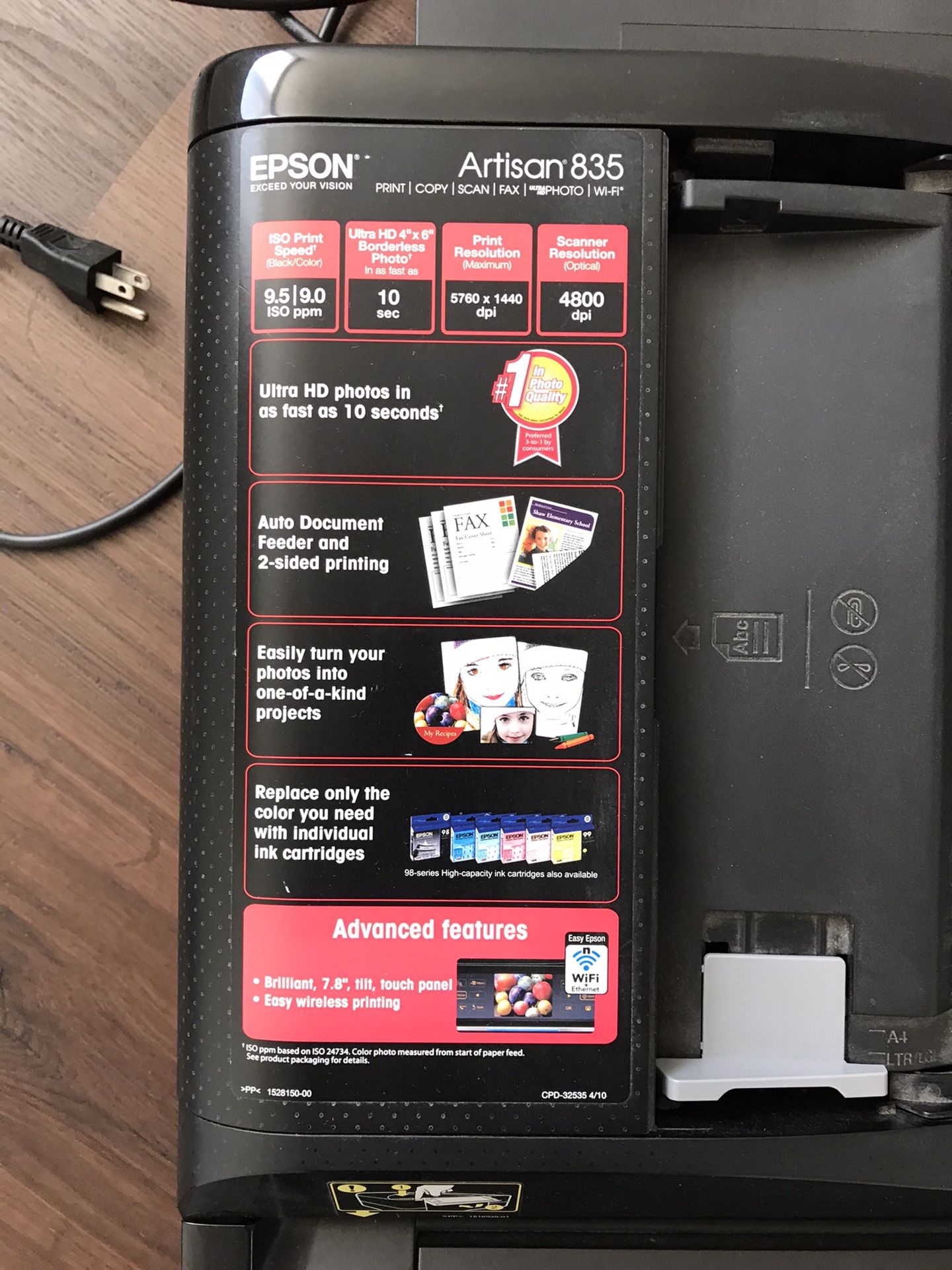 Epson Artisan 835 Wireless printer/fax/scanner/copier for Sale in