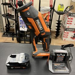 New Open Box RIDGID 18V OCTANE Brushless Cordless One-Handed Recip Saw Kit with Blade, (1) 2.0 Ah Battery and Charger