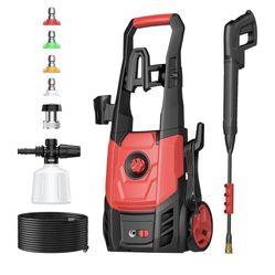 Electric Pressure Washer, 2.5 GPM Power Washer with Foam Cannon, Electric High Pressure Washer with 4 Quick Connect Nozzles for Cars, Driveways, Fence