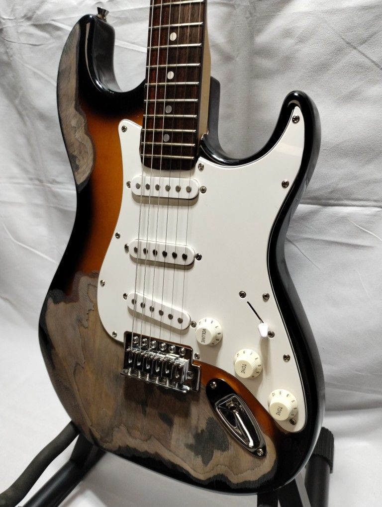 "NO TRADES" 1998 Squier Stratocaster 3s Relic Style Sunburst Electric Guitar