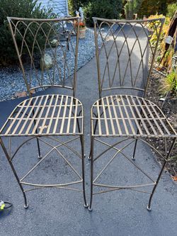 2-Heavy duty wrought iron frame barstools, matching set.