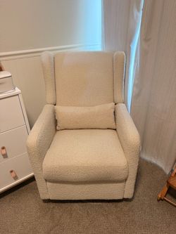 Nursery Chair - Ivory Boucle Recliner, Rocker and Swivel