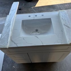 36” bathroom vanity with counter top calcata quartz