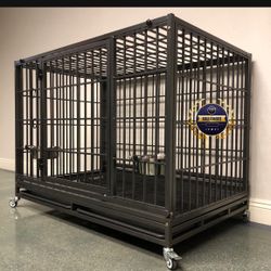 Dog Pet Cage Kennel Size 48” XL With Grid Tarts And Feeding Bowls New In Box 📦 