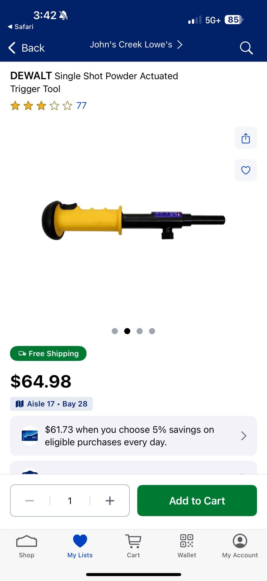 DEWALT Single Shot Powder Actuated Trigger Tool