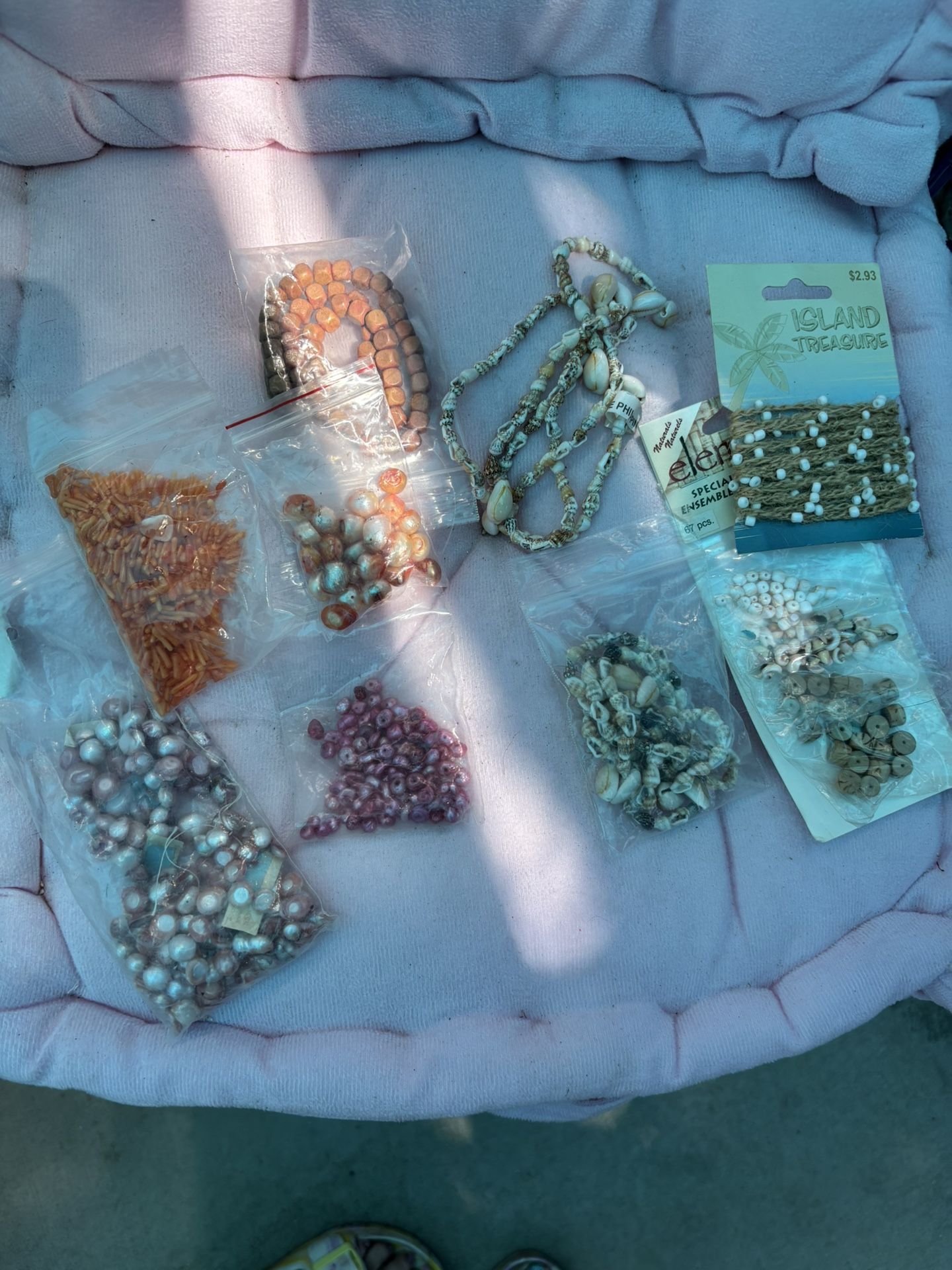 Lot Of Pearls, Coral, Wood, Shells Beads