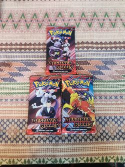 3 Destined Rivals Pokémon booster packs sealed