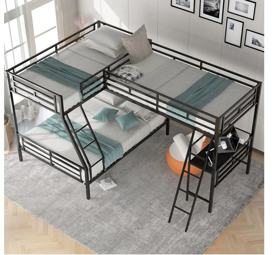 Full Size Bed And Twin Bunk Beds With Desk