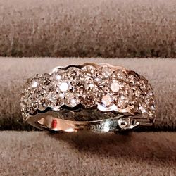 2.20 Ct Sz 7 PGL Cert Lab Grown Diamond Sterling Silver Band