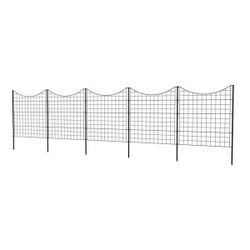 Zippity Outdoor Products 5 Panels 3-ft H x 3-ft W Black Galvanized iron No Dig Garden Line Decorative metal Fence panel 5.0 -Pack