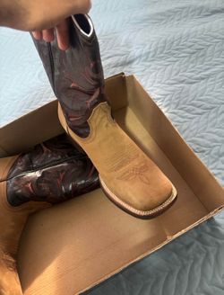 Western cowboy steel toe boots 8 1/2 mocha brown