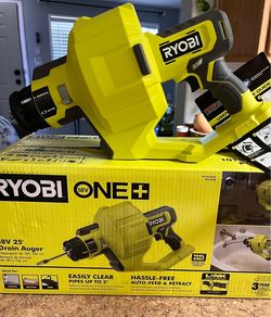 Ryobi 18V Drain Auger with 25 Ft Cable