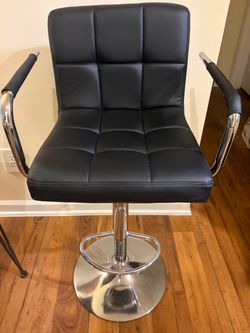 Black Faux Leather Adjustable Bar Stool