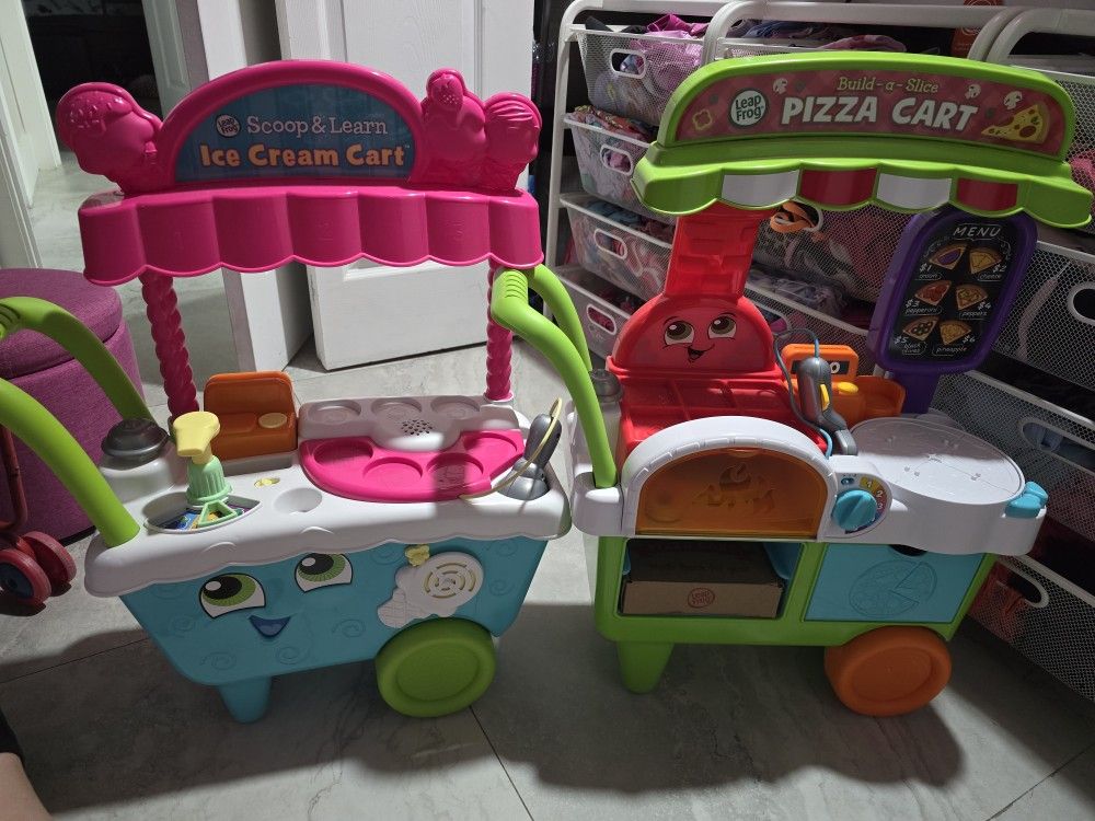 LEAP Frog Scoop And Learn Ice Cream Cart & Leap Frog Build A Slice Pizza Cart