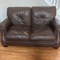 100% Natural Grain Leather Sofa And Loveseat 