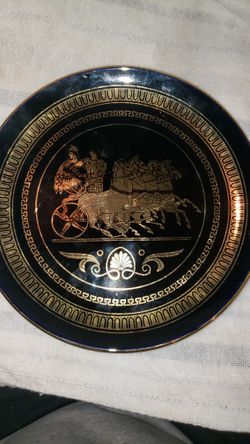 24k Gold Plated Plate, 8in Hand Made, Antique,  Collectible