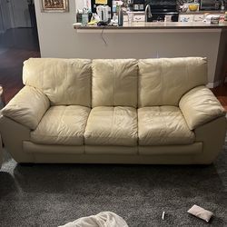 Leather sofa and armchair