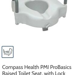 New Compass Health Raised Toilet Seat W/ Handles