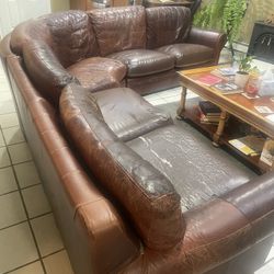 Leather sectional