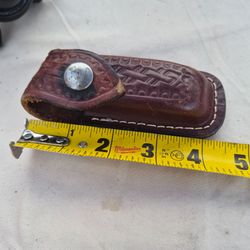 Army Knife Leather Belt Pouch 4in  Genuine Leather 0501