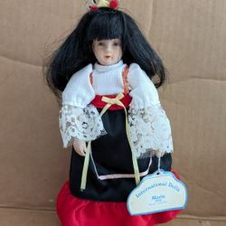 Doll International Russ Porcelain Maria Spain 8.5" Height Includes Display Stand