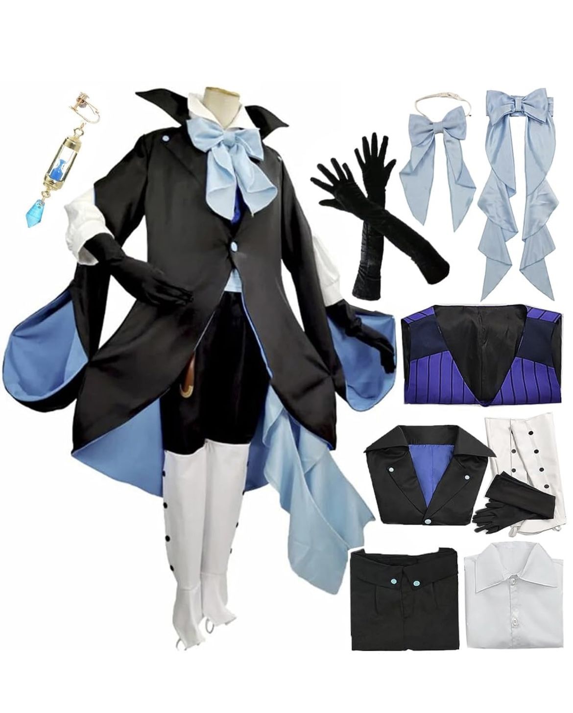 Vanitas Cosplay,the Case Study of Vanitas Cosplay Costume Uniform Wig Coat Vanitas Outfit Earring Halloween Party 🆕✅•Retails $65.99