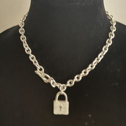 Necklace Silver Lock with Rhinestones