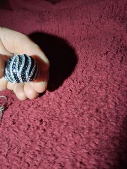 Black and Silver Crystal Cocktail Ring