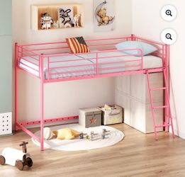 Pink Loft Bed Frame not as tall as a bank bed.