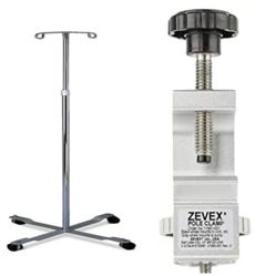 Medline MS80441 Standard Chrome I.V. Stand With Zevex Pole Clamp For Feeding Tube Meter