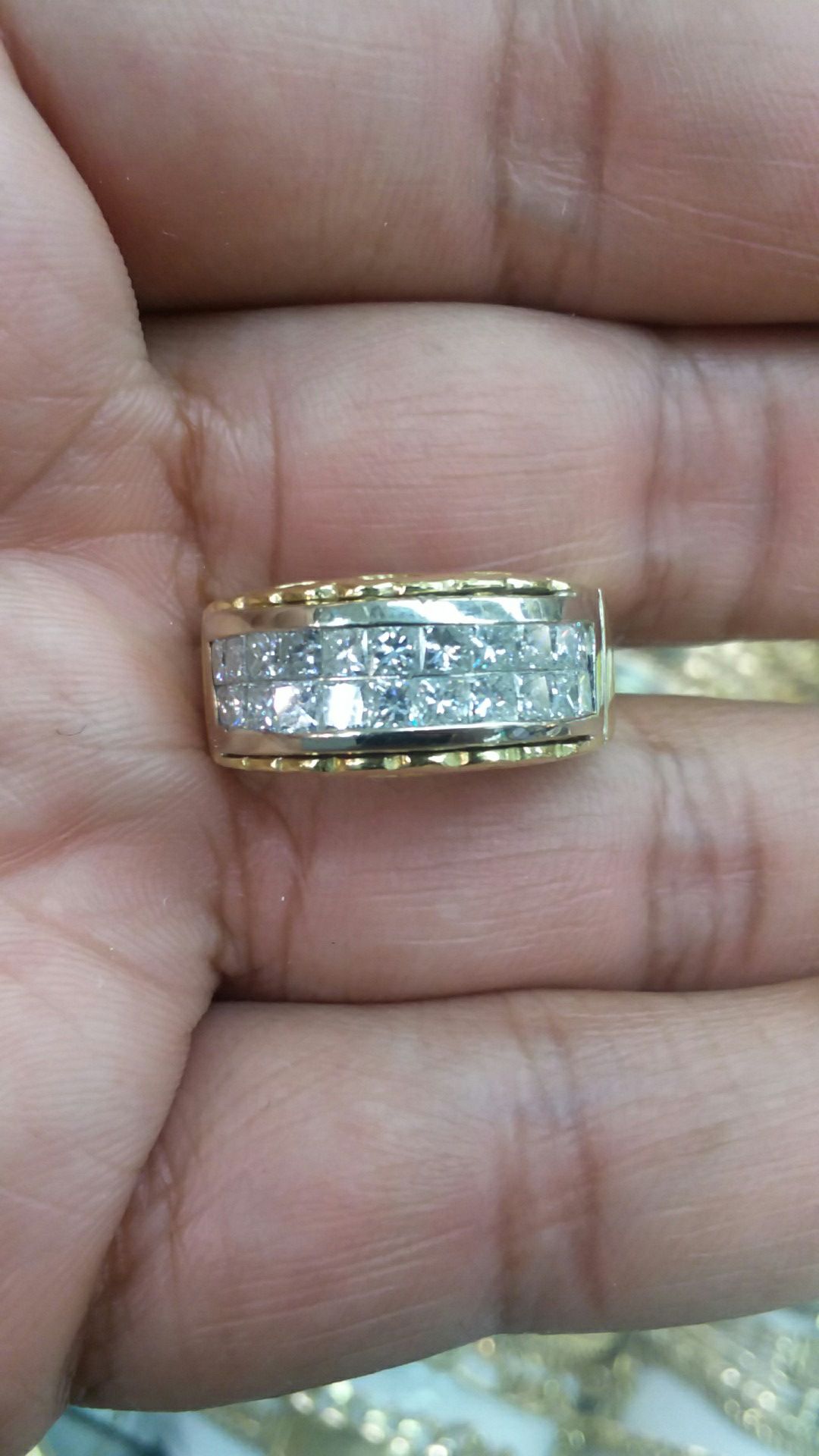 18k gold ring 16.8 grams 2 ct vs princess cut