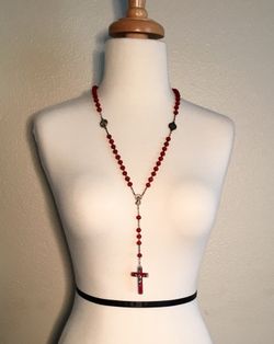 Vatican red rosary necklace
