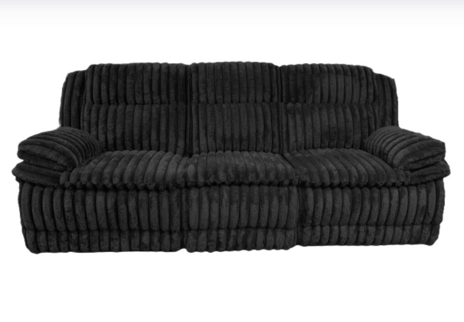 3 PC BLACK FUR LIKE CORDUROY RECLINER SET