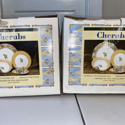 2 NOS Sets Of 20 for 4 Fitz & Floyd Habitat Americana Angel Cherub Dinnerware & BOX