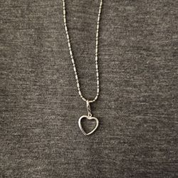 PRETTY Sterling Silver Ball Chain and HEART Pendant