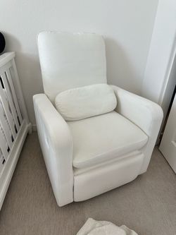 White Upholstered Recliner Glider Chair