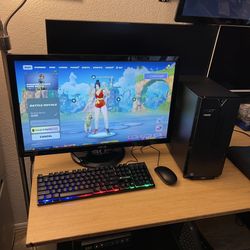 FAST Complete 144Hz Gaming PC Setup / 27” Monitor / Keyboard + Mouse / PC / Intel i3 8100 (4-Core) CPU / 16GB DDR4 RAM / 240GB SSD + 1TB HDD / WiFi / 