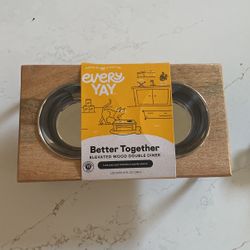 Dog Elevated Wood Double Diner NEW