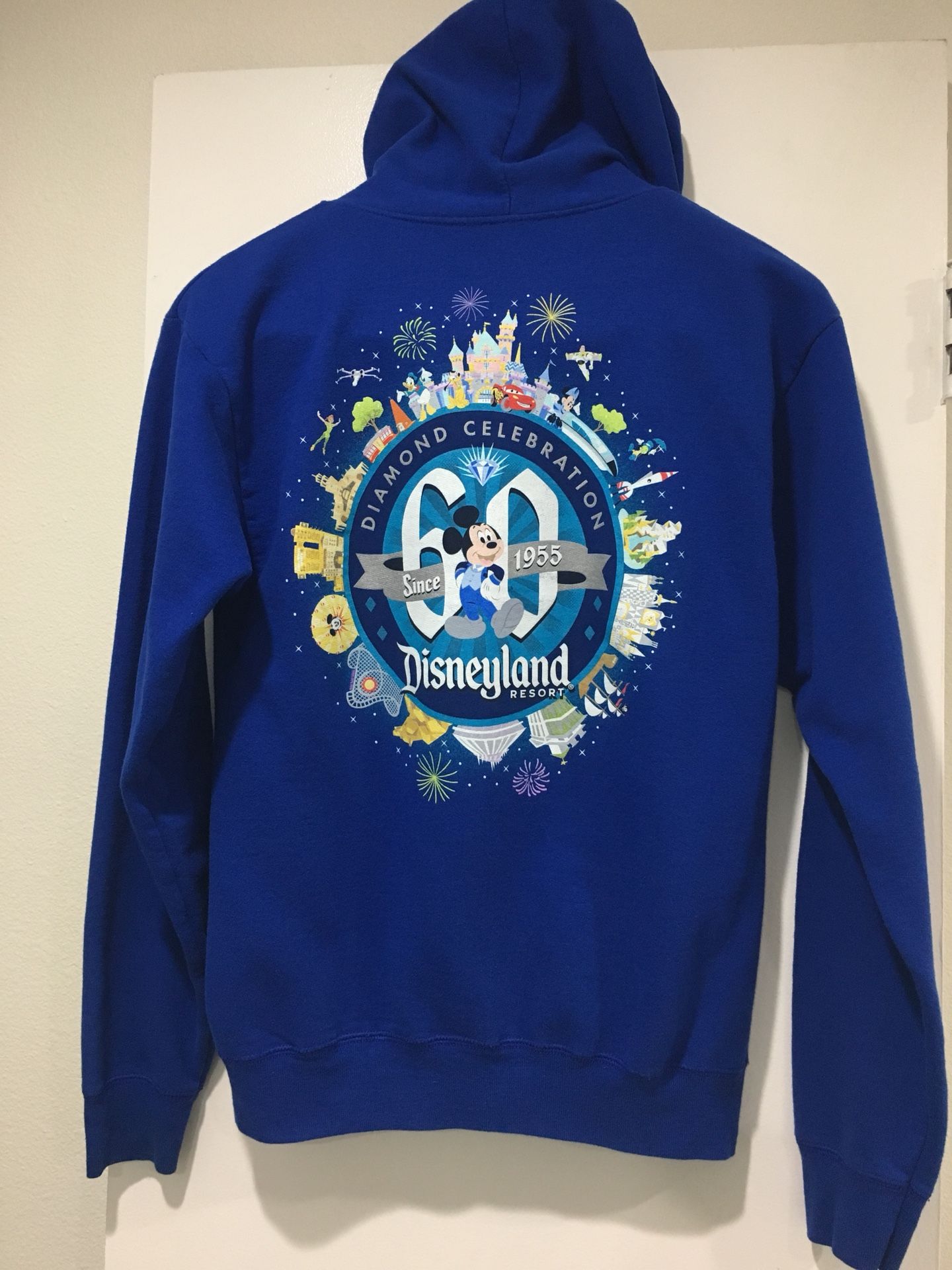 New (no tag, mint condition) Disneyland 60th Anniversary D60 Size Small  Blue Adult Jacket Hoodie. $65 o.b.o. for Sale in Los Angeles, CA - OfferUp