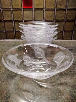 Vintage Walther Glass Calla Lily Dessert Bowls