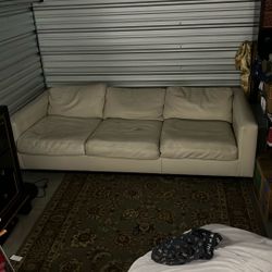 White Leather Couch. 