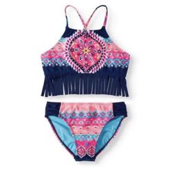 Wonder Nation Fringe Bikini Swimsuit For Girls Size XXL-2XG(18)