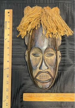 TRIBAL Brown (12" × 6") Wood Mask Hand Carved