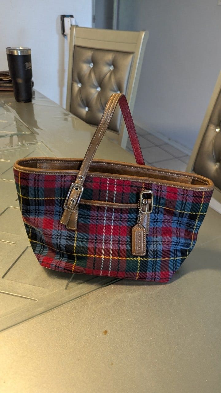COACH Plaid & Leather Small Purse