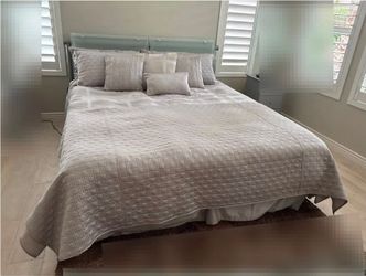 Tempur-pedic king bed with head board and dresser