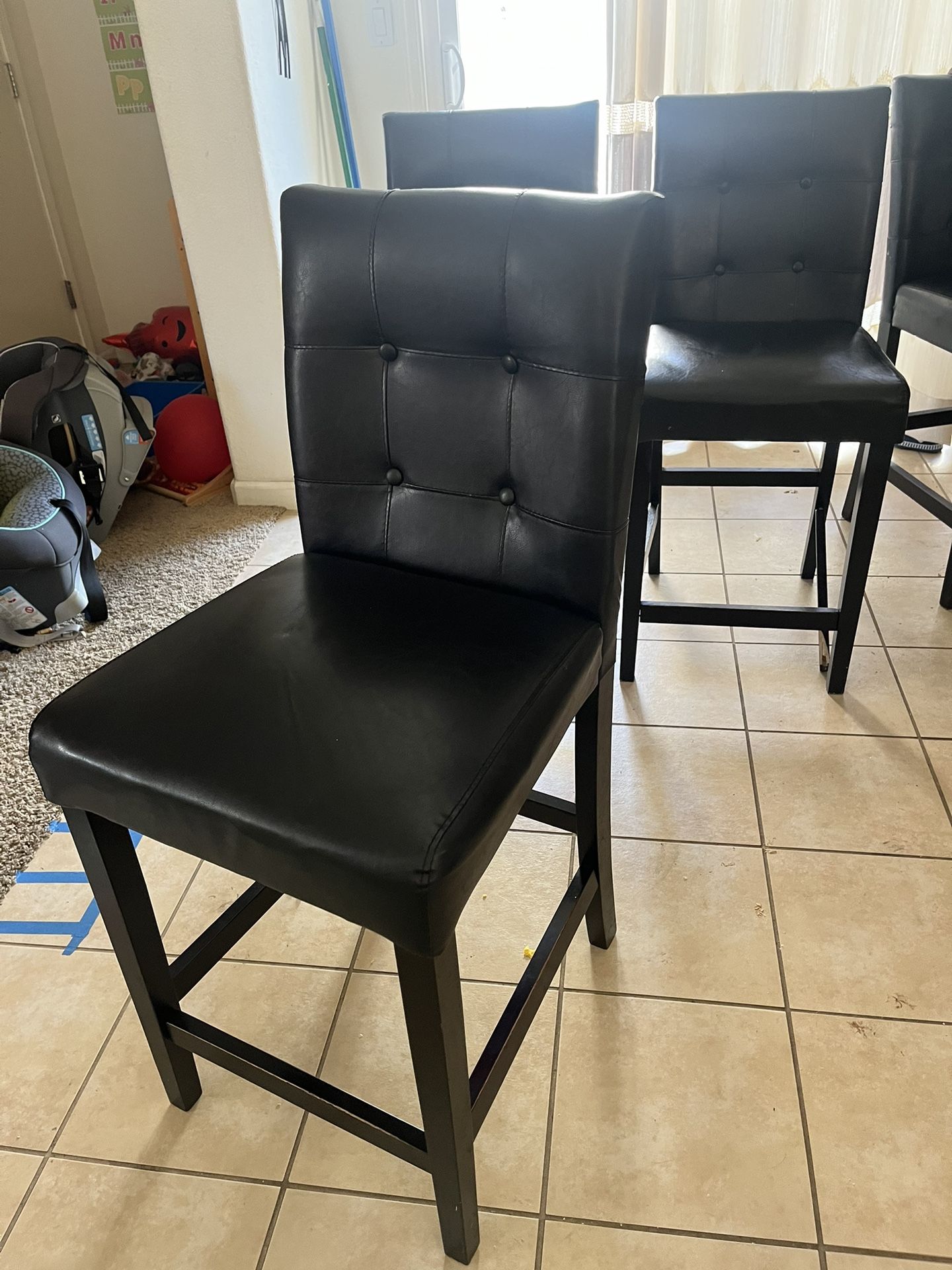 4 Leather Black Bar/Dining Room Chairs